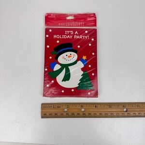 Vtg Sealed Hallmark Christmas It's a Holiday Party Invitations Red w Snowman USA